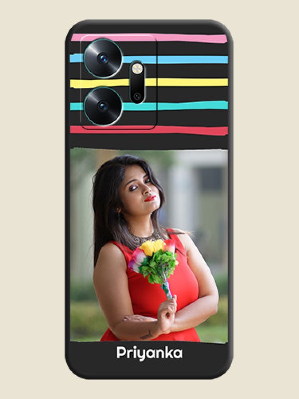 Custom Multicolor Lines with Image on Space Black Personalized Soft Matte Phone Covers - Infinix Zero 20