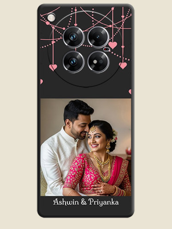 Custom Pink Love Hangings with Text On Space Black Custom Soft Matte Mobile Back Cover - Infinix Zero 40 5G