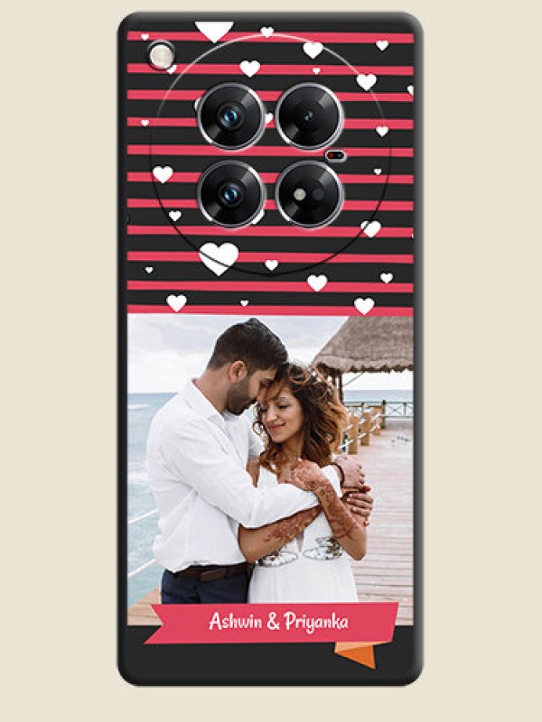 Custom White Color Love Symbols with Pink Lines Pattern On Space Black Custom Soft Matte Mobile Back Cover - Infinix Zero 40 5G