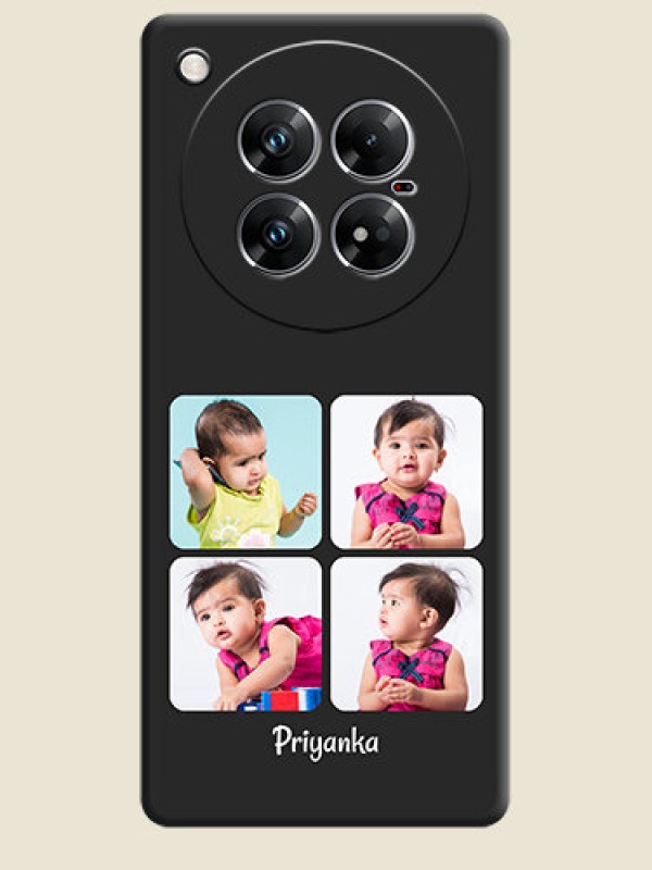 Custom Floral Art with 6 Image Holder on Photo On Space Black Custom Soft Matte Mobile Back Cover - Infinix Zero 40 5G