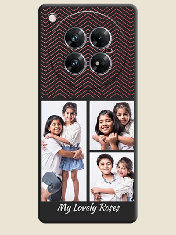 Custom Wave Pattern with 3 Image Holder On Space Black Custom Soft Matte Mobile Back Cover - Infinix Zero 40 5G
