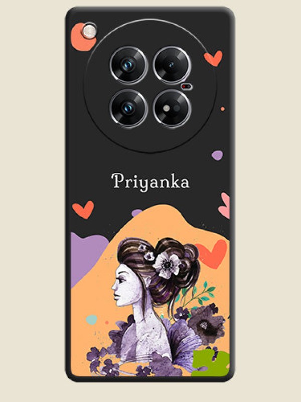 Custom Namecase For Her With Fancy Lady Image On Space Black Custom Soft Matte Mobile Back Cover - Infinix Zero 40 5G