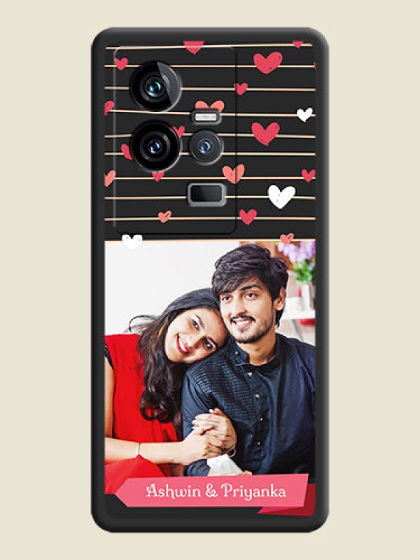 Custom Love Pattern with Name on Pink Ribbon  on Photo on Space Black Soft Matte Back Cover - iQOO 11 5G
