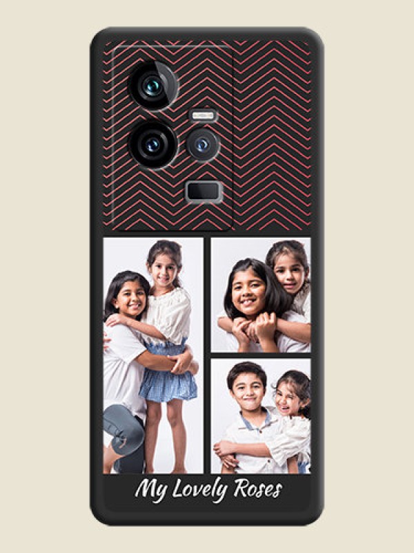 Custom Wave Pattern with 3 Image Holder on Space Black Custom Soft Matte Back Cover - iQOO 11 5G