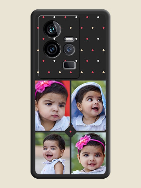 Custom Multicolor Dotted Pattern with 4 Image Holder on Space Black Custom Soft Matte Phone Cases - iQOO 11 5G