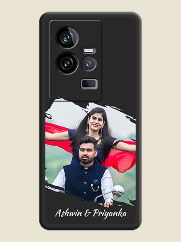 Custom Grunge Brush Strokes on Photo on Space Black Soft Matte Back Cover - iQOO 11 5G