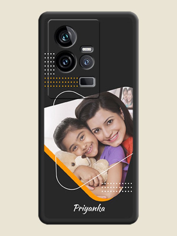 Custom Yellow Triangle on Photo on Space Black Soft Matte Phone Cover - iQOO 11 5G