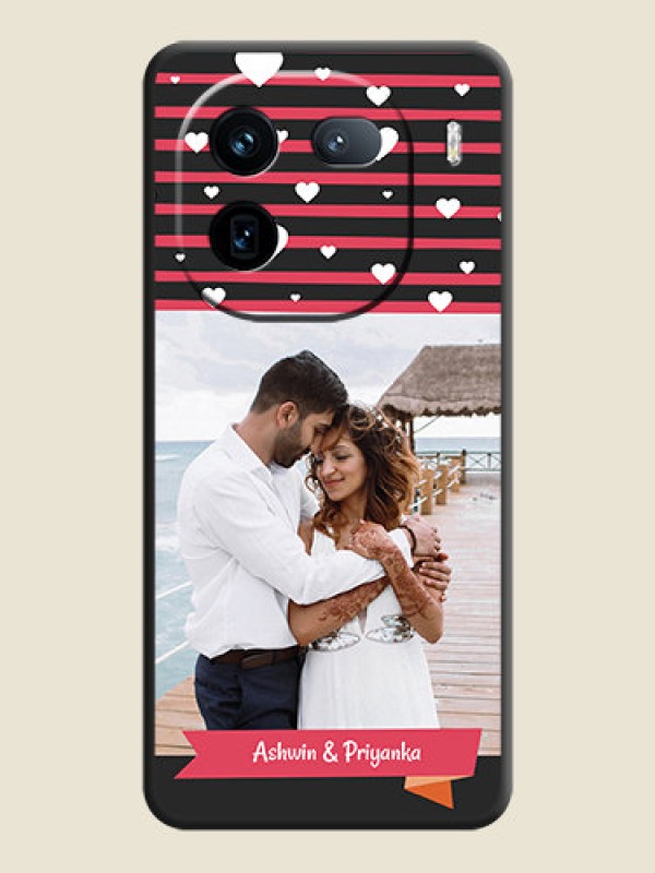 Custom White Color Love Symbols with Pink Lines Pattern On Space Black Custom Soft Matte Mobile Back Cover - iQOO 12 5G