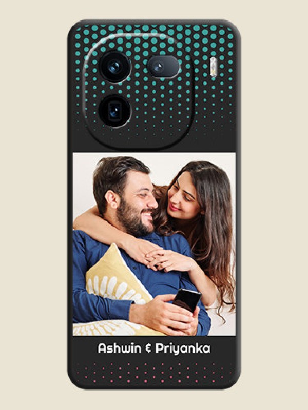 Custom Faded Dots with Grunge Photo Frame and Text On Space Black Custom Soft Matte Mobile Back Cover - iQOO 12 5G