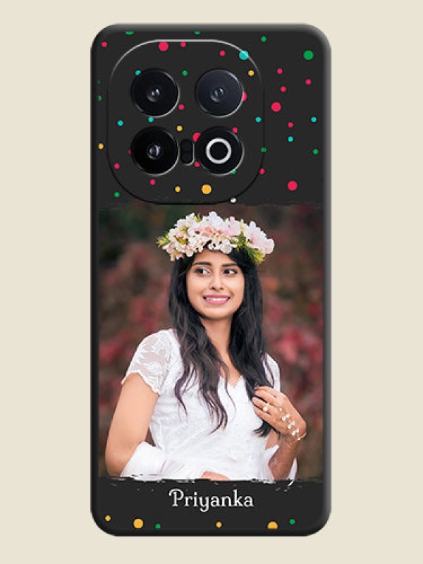 Custom Multicolor Dotted Pattern with Text On Space Black Custom Soft Matte Mobile Back Cover - iQOO 13 5G