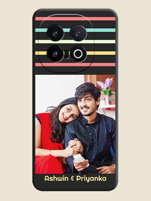 Custom Color Stripes with Photo and Text on Photo On Space Black Custom Soft Matte Mobile Back Cover - iQOO 13 5G