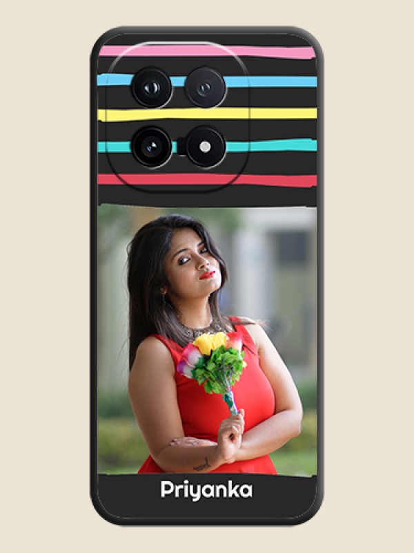 Custom Multicolor Lines with Image On Space Black Custom Soft Matte Mobile Back Cover - iQOO 15 5G