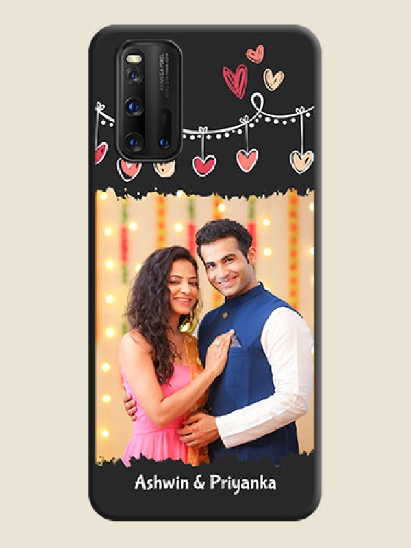 Custom Pink Love Hangings with Name on Space Black Custom Soft Matte Phone Cases - iQOO 3 5G
