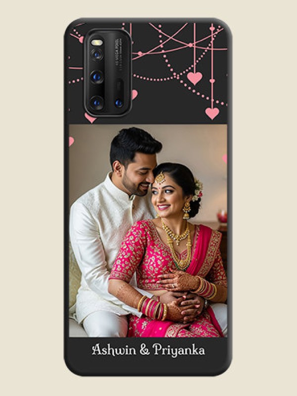 Custom Pink Love Hangings with Text on Space Black Custom Soft Matte Back Cover - iQOO 3 5G