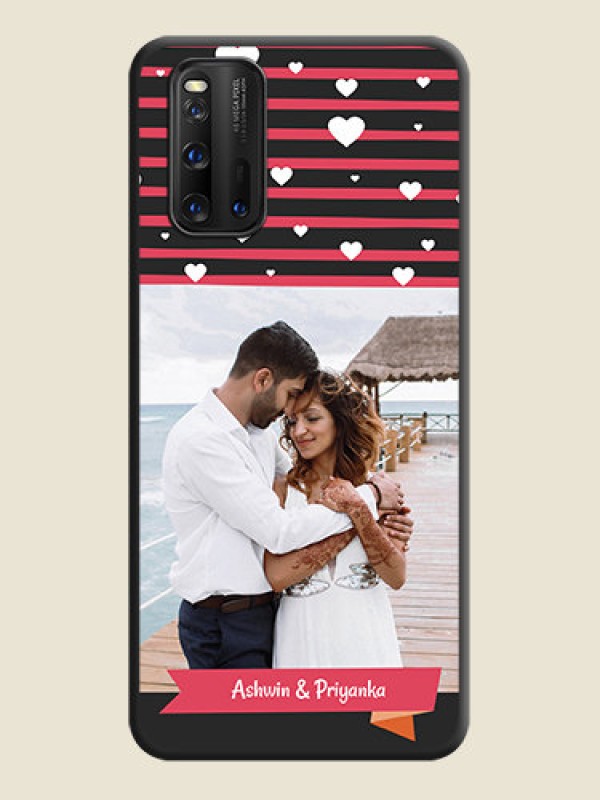 Custom White Color Love Symbols with Pink Lines Pattern on Space Black Custom Soft Matte Phone Cases - iQOO 3 5G