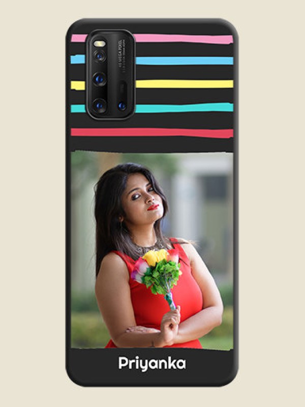 Custom Multicolor Lines with Image on Space Black Personalized Soft Matte Phone Covers - iQOO 3 5G