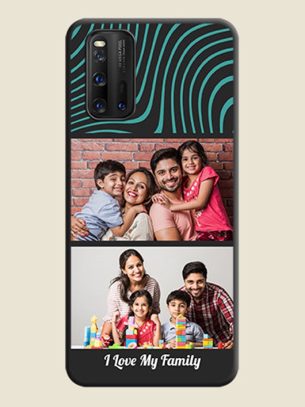 Custom Wave Pattern with 2 Image Holder on Space Black Personalized Soft Matte Phone Covers - iQOO 3 5G
