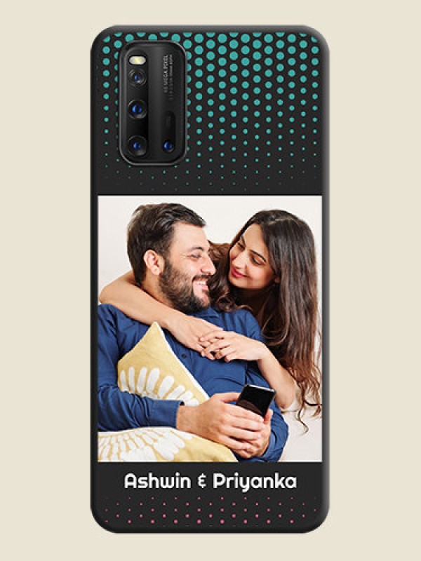 Custom Faded Dots with Grunge Photo Frame and Text on Space Black Custom Soft Matte Phone Cases - iQOO 3 5G