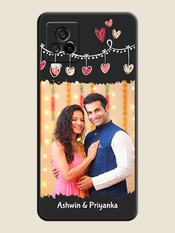 Custom Pink Love Hangings with Name on Space Black Custom Soft Matte Phone Cases - iQOO 7 Legend