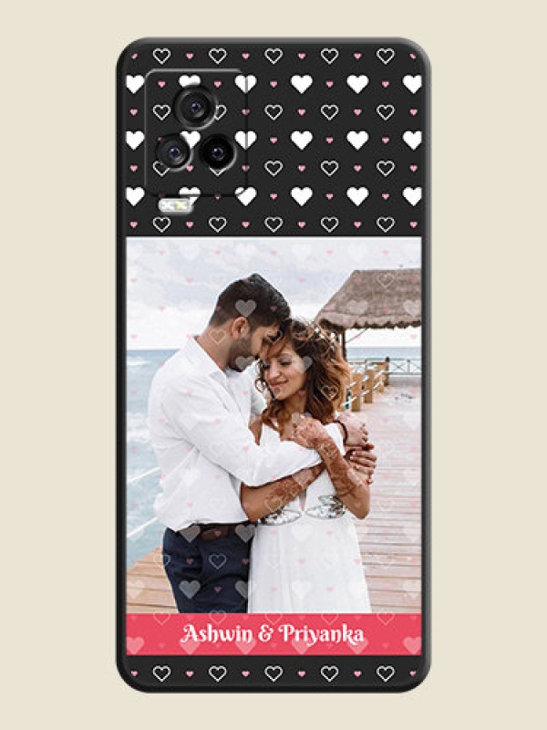 Custom White Color Love Symbols with Text Design on Photo on Space Black Soft Matte Phone Cover - iQOO 7 Legend