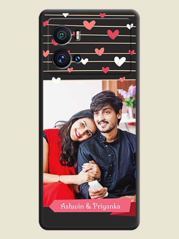 Custom Love Pattern with Name on Pink Ribbon  on Photo on Space Black Soft Matte Back Cover - iQOO 9 Pro 5G