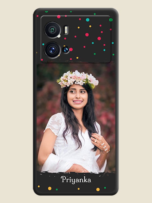 Custom Multicolor Dotted Pattern with Text on Space Black Custom Soft Matte Phone Back Cover - iQOO 9 Pro 5G