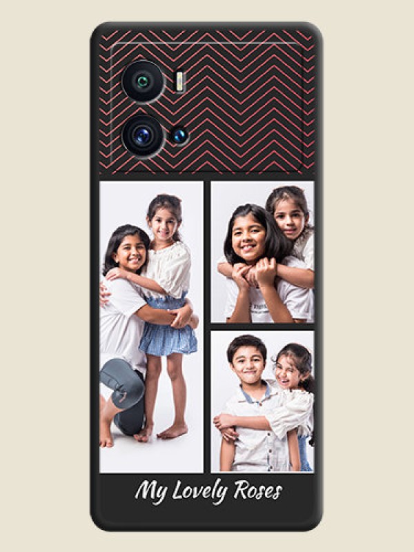Custom Wave Pattern with 3 Image Holder on Space Black Custom Soft Matte Back Cover - iQOO 9 Pro 5G