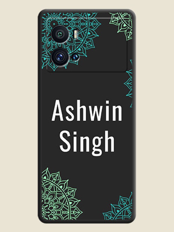 Custom Your Name with Floral Design on Space Black Custom Soft Matte Back Cover - iQOO 9 Pro 5G