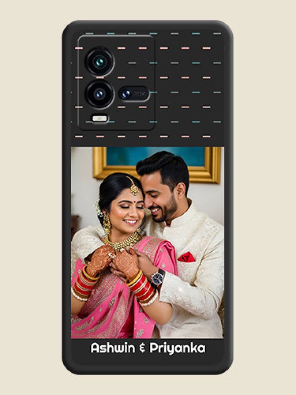 Custom Line Pattern Design with Text on Space Black Custom Soft Matte Phone Back Cover - iQOO 9T 5G