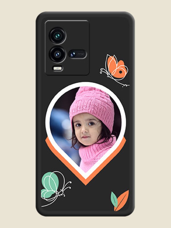 Custom Upload Pic With Simple Butterly Design On Space Black Personalized Soft Matte Phone Covers -Iqoo 9T 5G