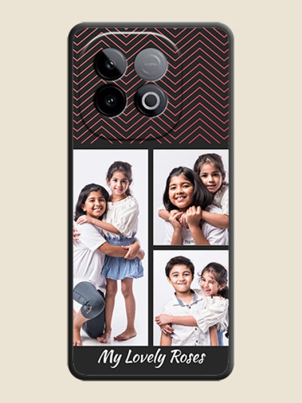 Custom Wave Pattern with 3 Image Holder On Space Black Custom Soft Matte Mobile Back Cover - iQOO Neo 10 5G
