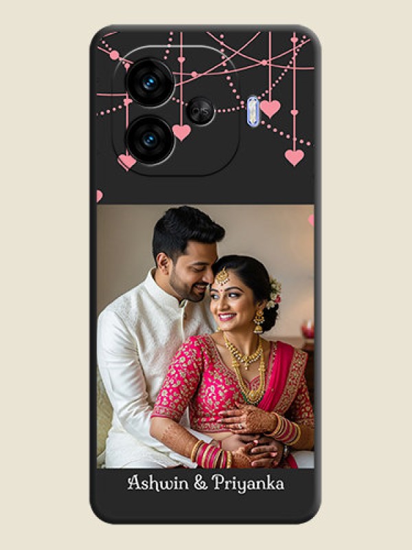 Custom Pink Love Hangings with Text On Space Black Custom Soft Matte Mobile Back Cover - iQOO Neo 10R 5G