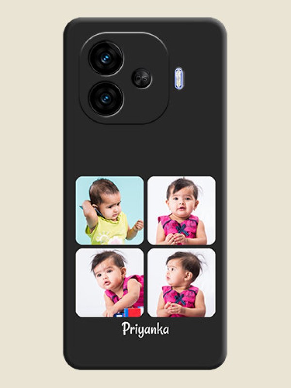 Custom Floral Art with 6 Image Holder on Photo On Space Black Custom Soft Matte Mobile Back Cover - iQOO Neo 10R 5G