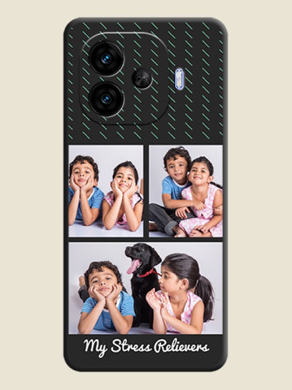 Custom Cross Dotted Pattern with 2 Image Holder On Space Black Custom Soft Matte Mobile Back Cover - iQOO Neo 10R 5G