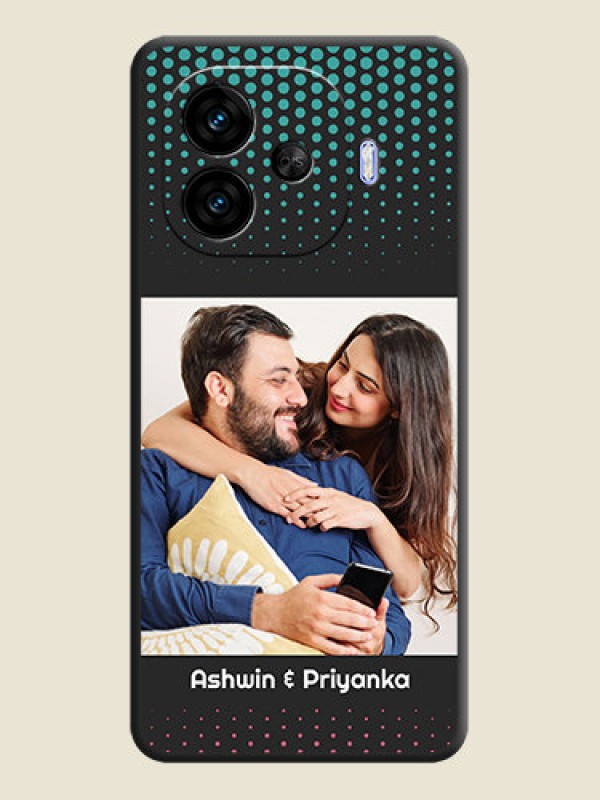 Custom Faded Dots with Grunge Photo Frame and Text On Space Black Custom Soft Matte Mobile Back Cover - iQOO Neo 10R 5G