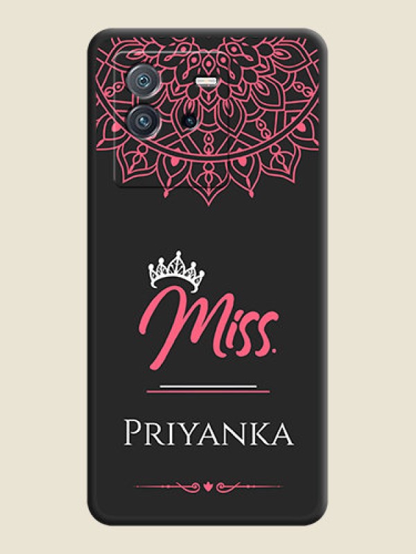 Custom Mrs Name with Floral Design on Space Black Personalized Soft Matte Phone Covers - iQOO Neo 6 5G