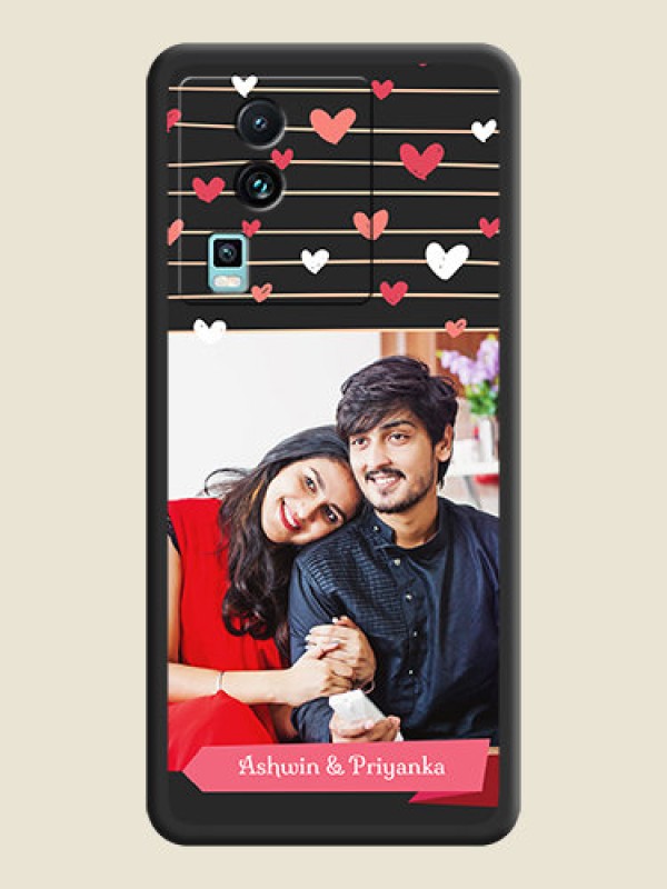 Custom Love Pattern with Name on Pink Ribbon  on Photo on Space Black Soft Matte Back Cover - iQOO Neo 7 5G
