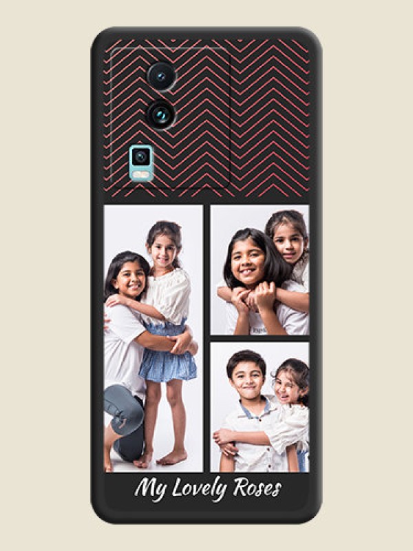 Custom Wave Pattern with 3 Image Holder on Space Black Custom Soft Matte Back Cover - iQOO Neo 7 5G