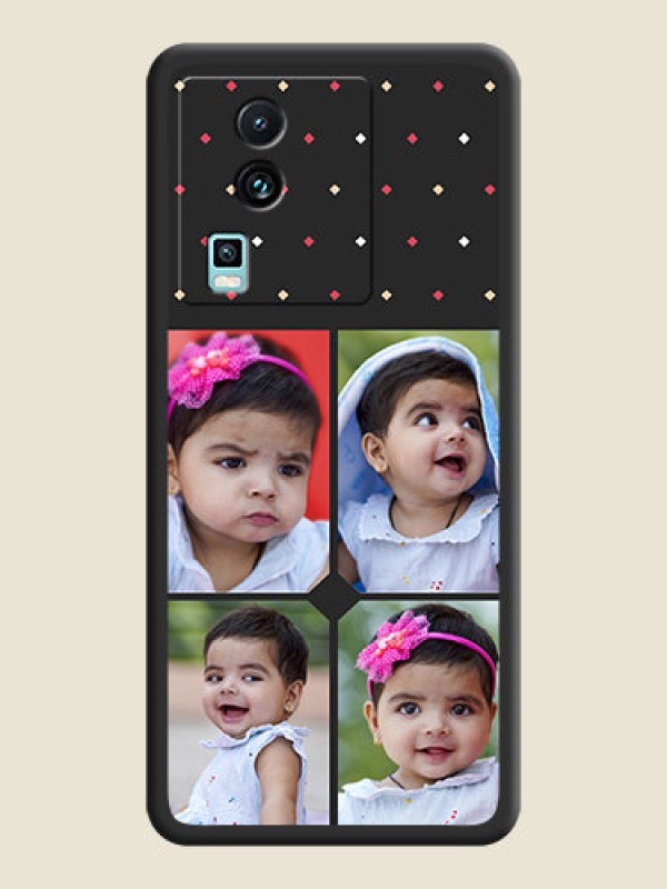 Custom Multicolor Dotted Pattern with 4 Image Holder on Space Black Custom Soft Matte Phone Cases - iQOO Neo 7 5G