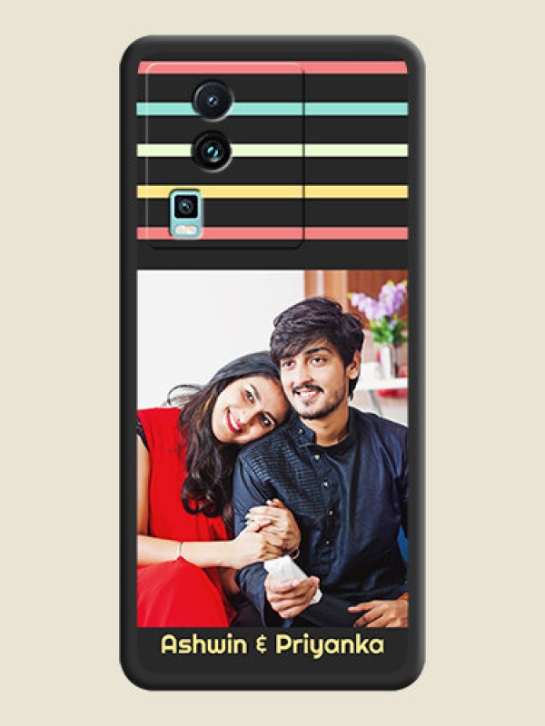 Custom Color Stripes with Photo and Text on Photo on Space Black Soft Matte Mobile Case - iQOO Neo 7 5G