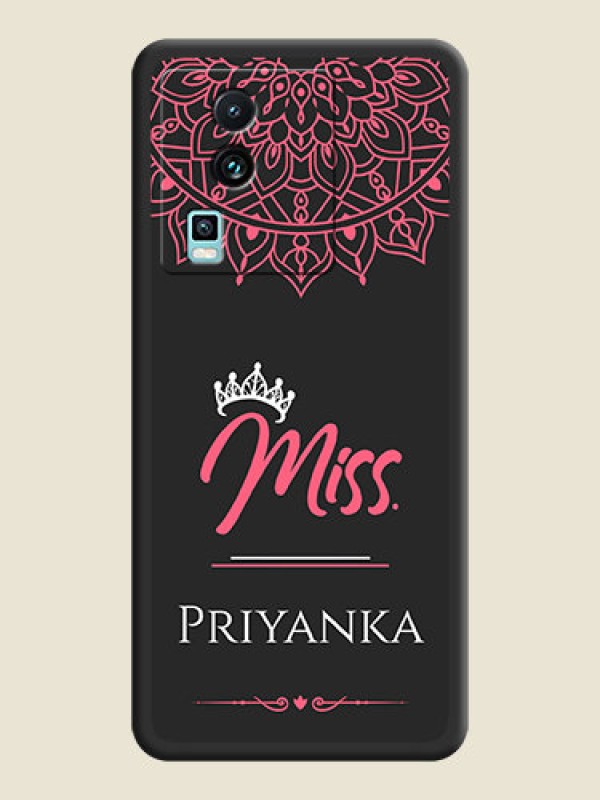 Custom Mrs Name with Floral Design on Space Black Personalized Soft Matte Phone Covers - iQOO Neo 7 5G