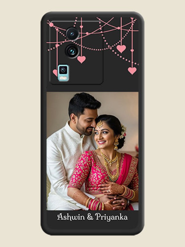 Custom Pink Love Hangings with Text on Space Black Custom Soft Matte Back Cover -iQOO Neo 7 Pro 5G