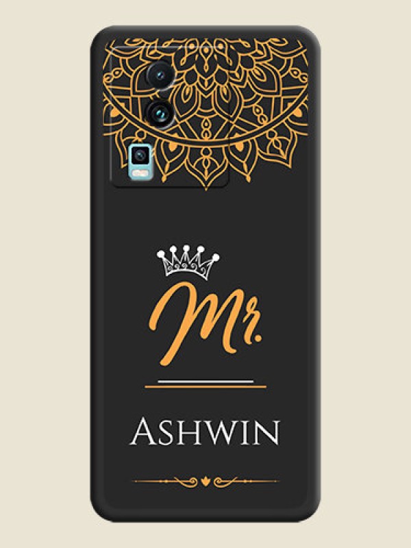 Custom Mr Name with Floral Design  on Personalised Space Black Soft Matte Cases -iQOO Neo 7 Pro 5G