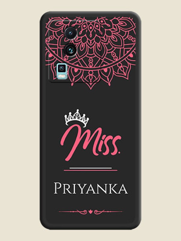 Custom Mrs Name with Floral Design on Space Black Personalized Soft Matte Phone Covers -iQOO Neo 7 Pro 5G