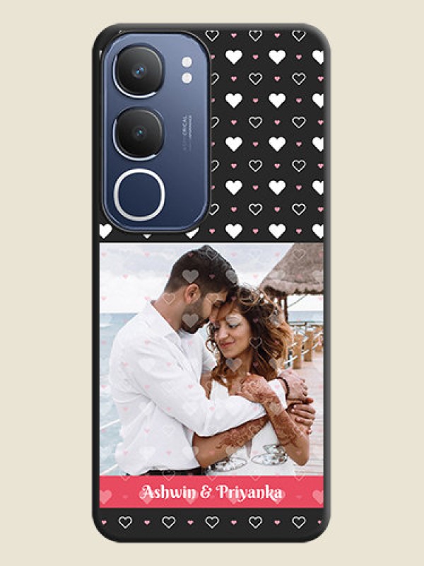 Custom White Color Love Symbols with Text Design on Photo On Space Black Custom Soft Matte Mobile Back Cover - iQOO Z10 Lite
