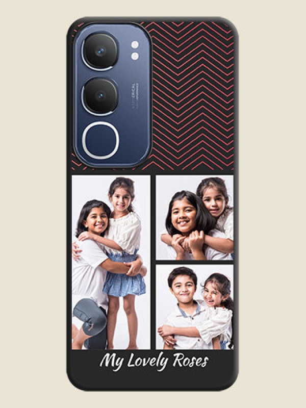 Custom Wave Pattern with 3 Image Holder On Space Black Custom Soft Matte Mobile Back Cover - iQOO Z10 Lite