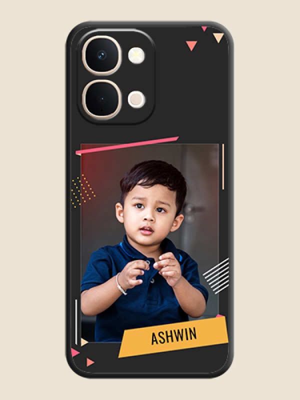 Custom Photo Frame with Triangle Small Dots on Photo On Space Black Custom Soft Matte Mobile Back Cover - iQOO Z11X 5G