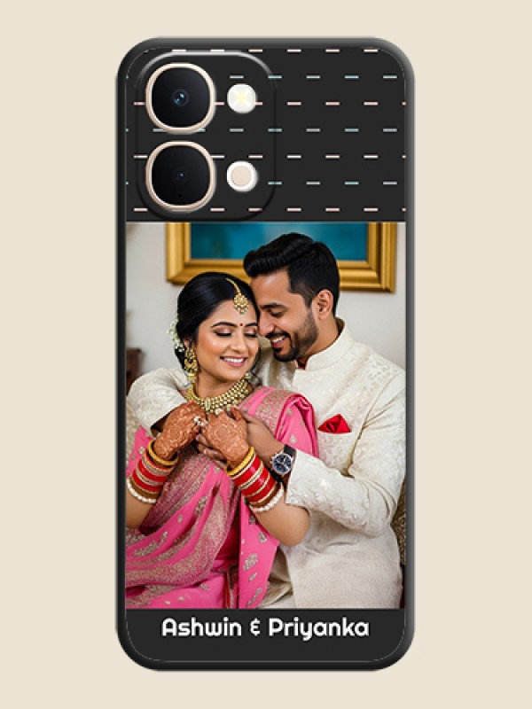 Custom Line Pattern Design with Text On Space Black Custom Soft Matte Mobile Back Cover - iQOO Z11X 5G