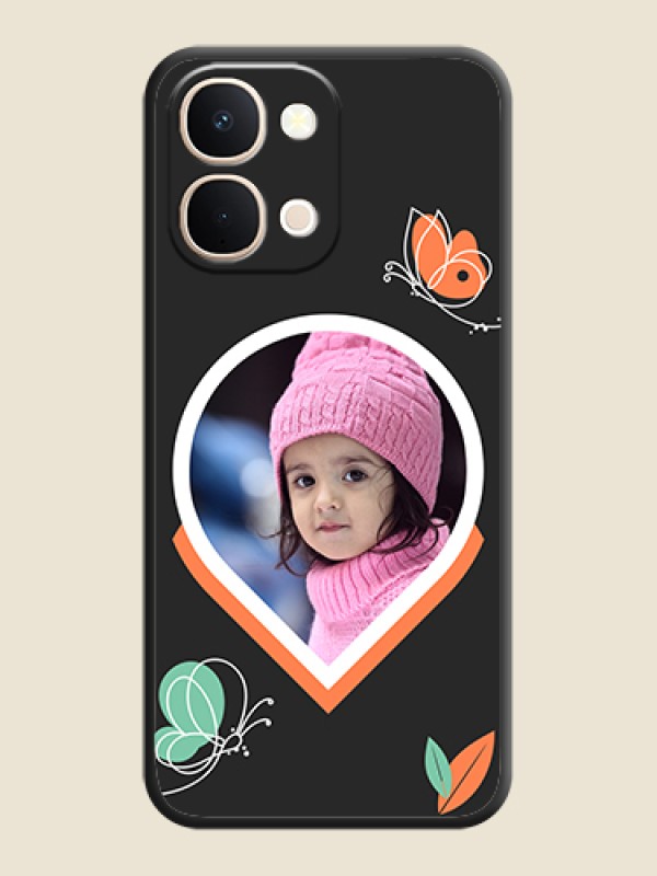 Custom Upload Pic With Simple Butterly Design On Space Black Custom Soft Matte Mobile Back Cover - iQOO Z11X 5G