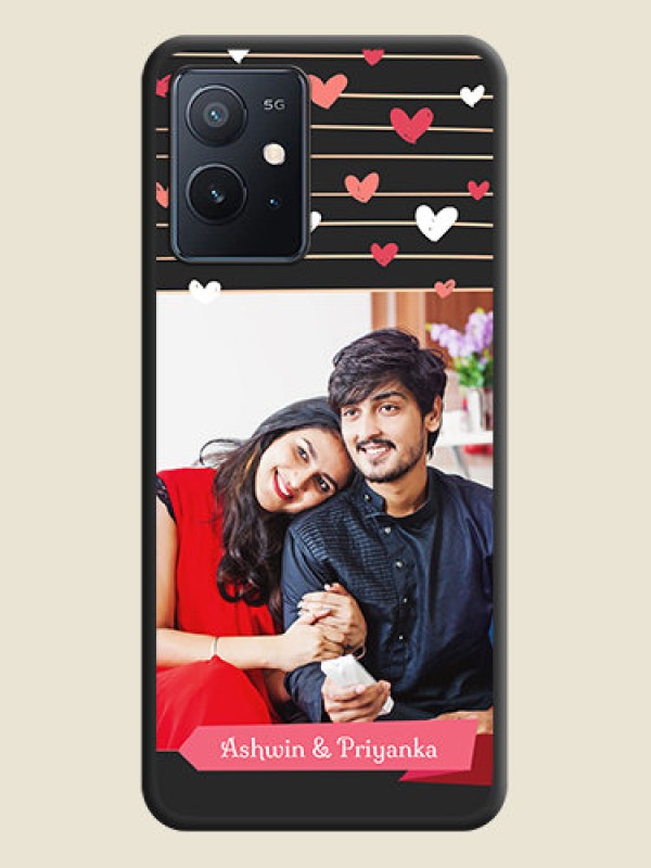 Custom Love Pattern with Name on Pink Ribbon  on Photo on Space Black Soft Matte Back Cover - iQOO Z6 5G